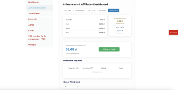 WooCommerce Program Partnerski i influencerski – Prowizje za polecenia linku i kodu rabatowego
